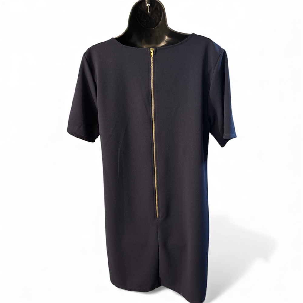 Navy Blue Shift Dress with Gold Back Zipper Detail FINAL PRICE DROP - Picture 4 of 5